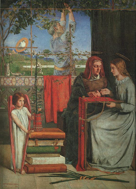 Dante Gabriel Rossetti The Girlhood of Mary Virgin Sweden oil painting art